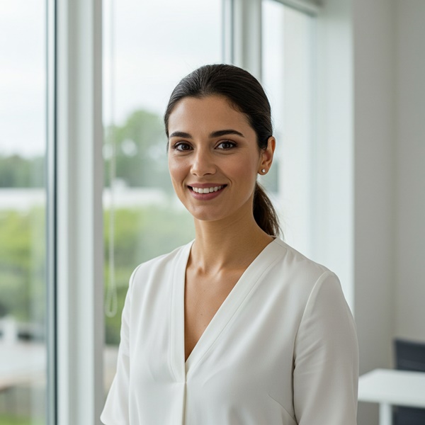 Mujer iluminada por luz natural ideal para foto de LinkedIn