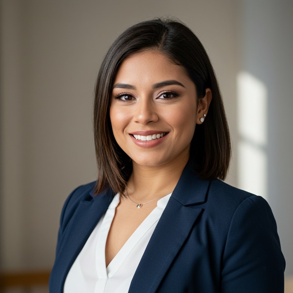 Foto profesional de mujer con traje para perfil LinkedIn