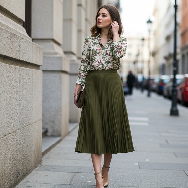 look elegante con falda midi