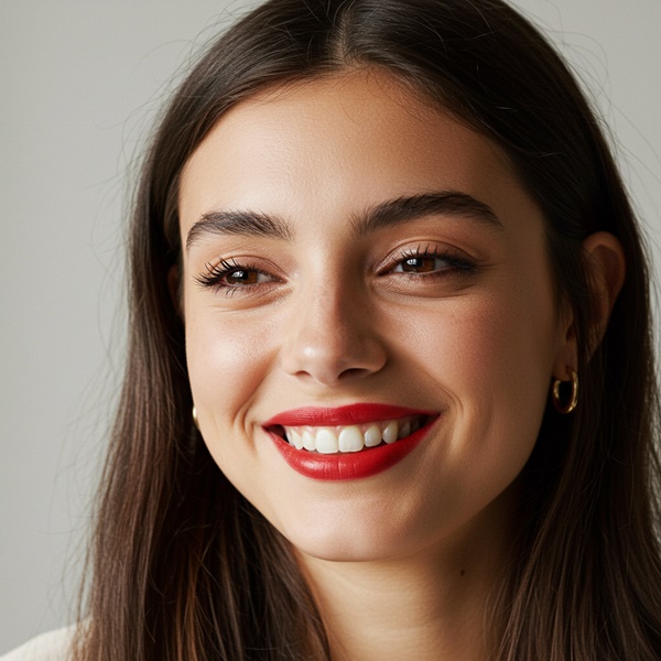 Maquillaje natural con labios rojos