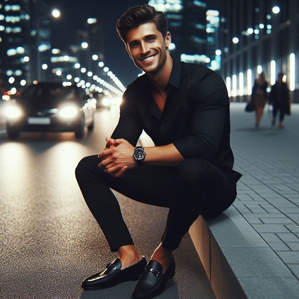 Total black para un estilo masculino de noche