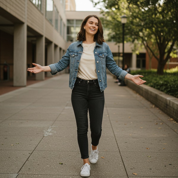 Look relajado para el regreso a clases con jeans y camiseta