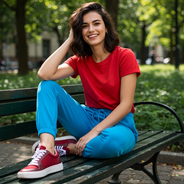 Look deportivo con rojo y azul eléctrico