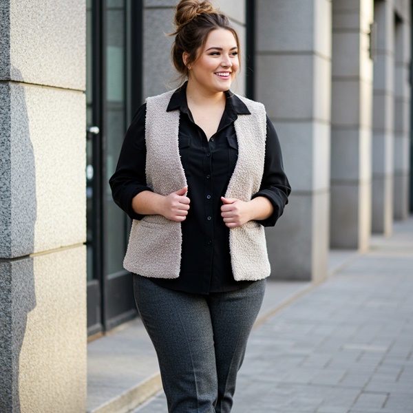 Look entretiempo con camisa negra y capas para días frescos