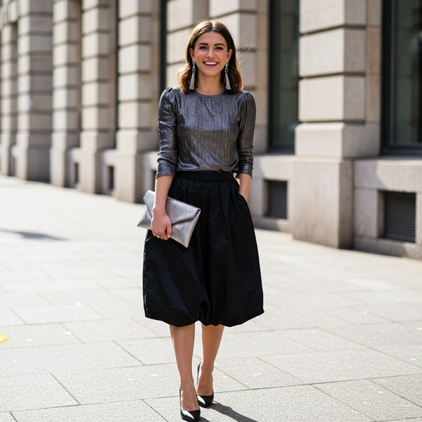 La falda globo es la prenda perfecta para un look audaz y divertido