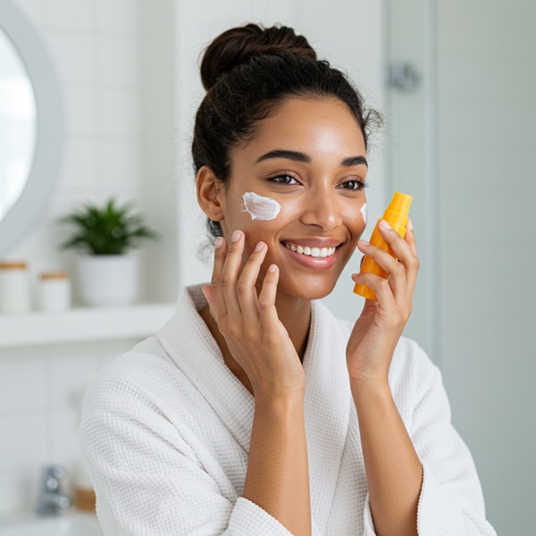 skinimalism mujer aplicando protector solar