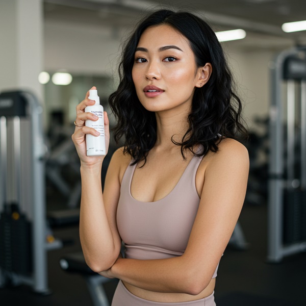 Uso de Ice-Facial Mist en el gym para refrescar la piel al instante
