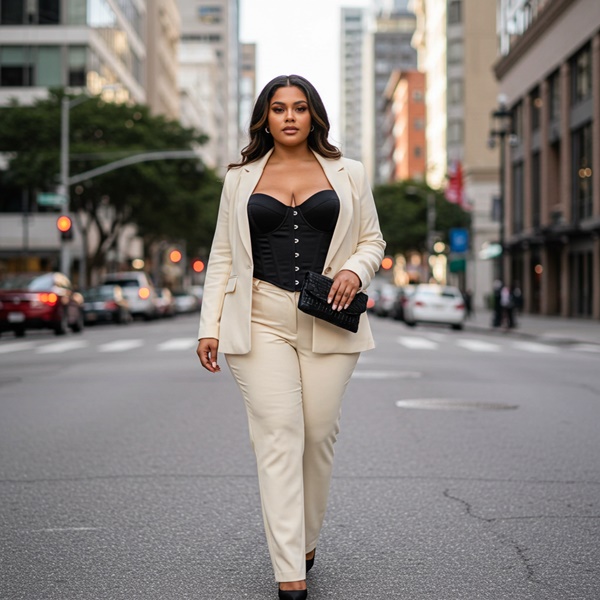 Traje femenino color lavanda, tendencia en graduaciones 2025