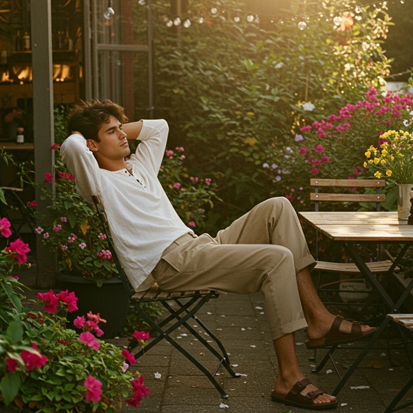 Outfit con bermudas cortas y camisa holgada masculina