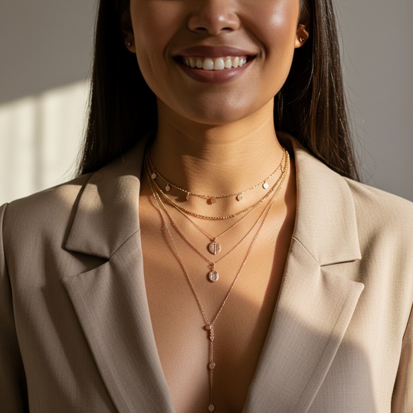 Layering de collares largos y cortos para un look sofisticado