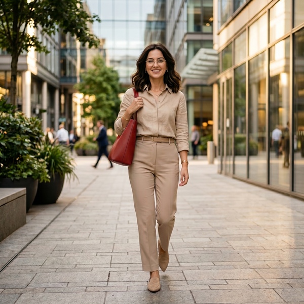 Outfit monocromático elegante para mujeres bajitas