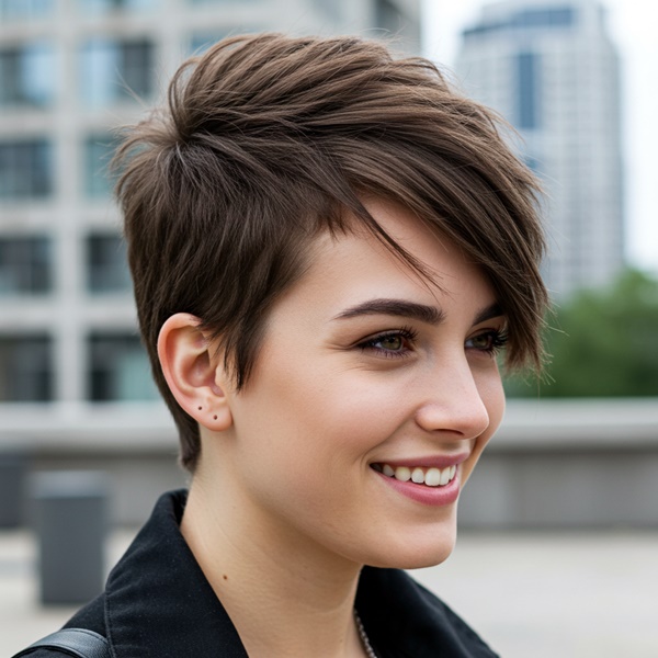 Corte pixie asimétrico con lados desiguales