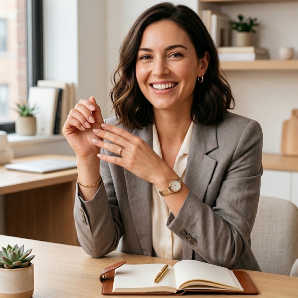 Uñas discretas y elegantes para oficina en tonos neutros