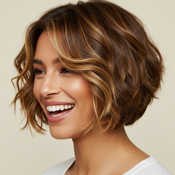 Corte bob con mechas de color