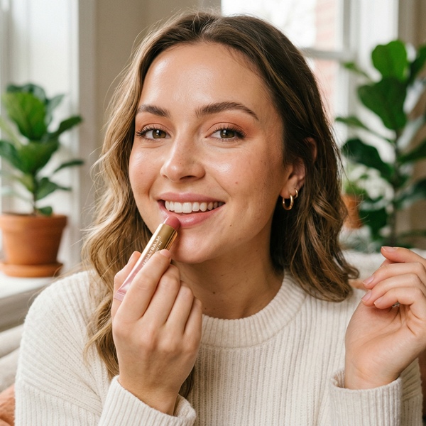 labios nude y sombras neutras maquillaje natural