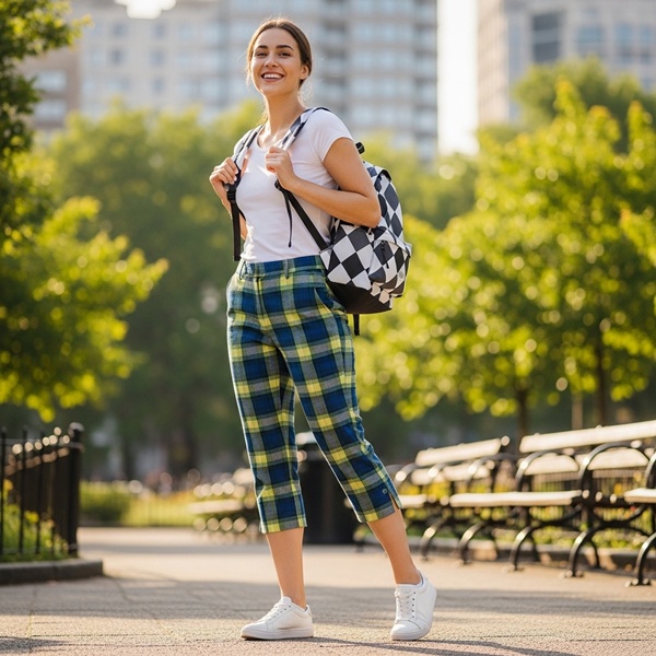 Look casual con estampados geométricos de cuadros y rombos para fin de semana