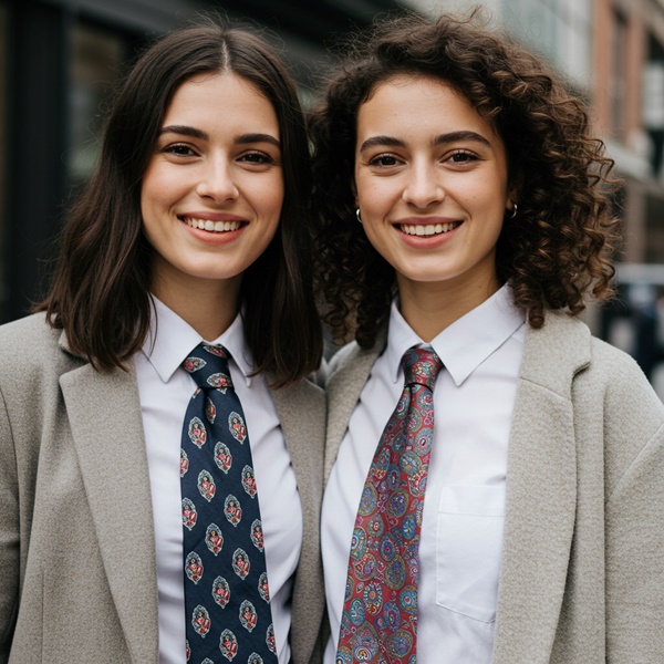 La tendencia de corbatas para mujer es para todas, hay muchos materiales, diseños y estilos