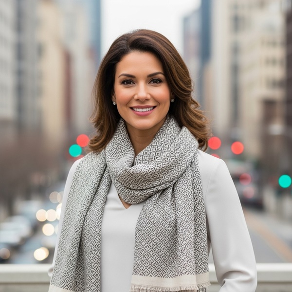 Chal con cuello drapeado ideal para un look de oficina elegante