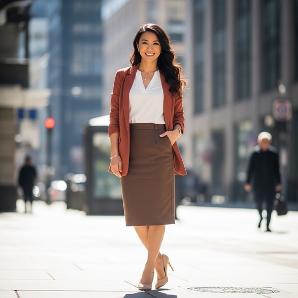 Look formal con tonos tierra elegante y sofisticado