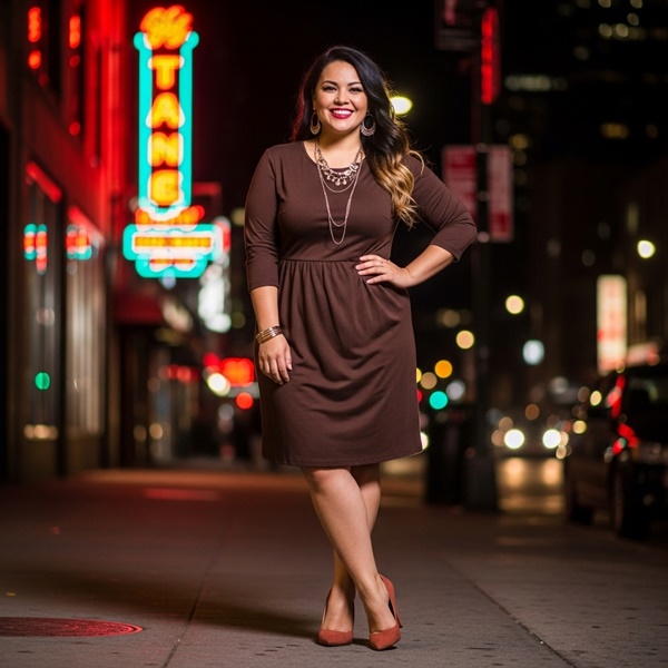 Look nocturno con tonos tierra sofisticado y minimalista