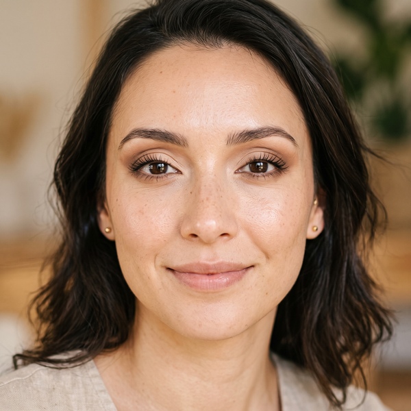 Maquillaje de ojos con sombras beige y café en tonos tierra
