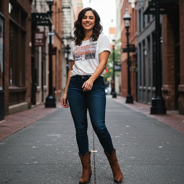 Look urbanoy casual con botas cowboy o botas vaqueras
