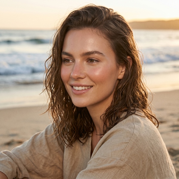 Makeup playero con rubor en crema y efecto bronceado natural