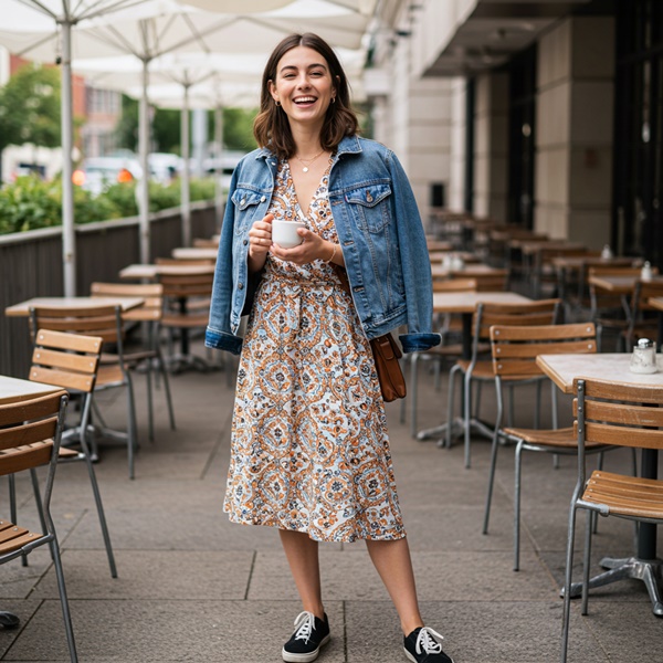 Outfit con vestido midi ideal para brunch casual y femenino