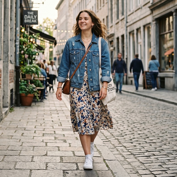 Look femenino con chamarra de mezclilla ideal para días de clima cambiante
