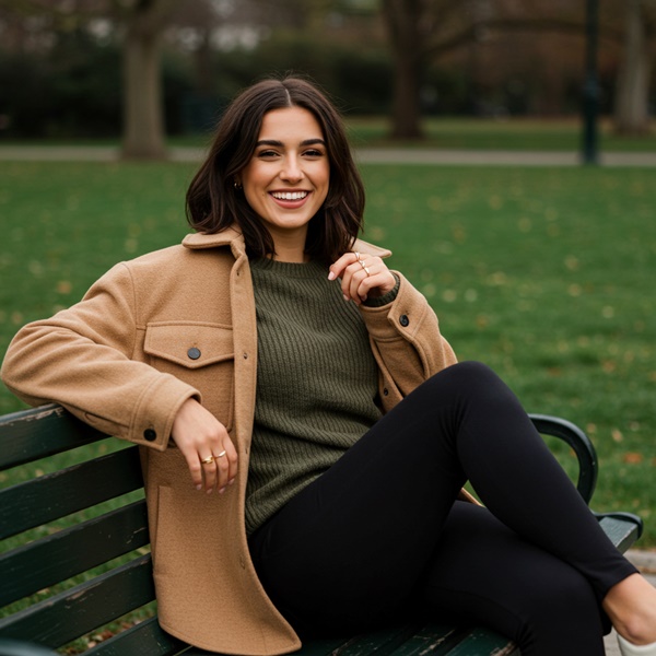 Look casual con tres colores: verde oliva, camel y negro