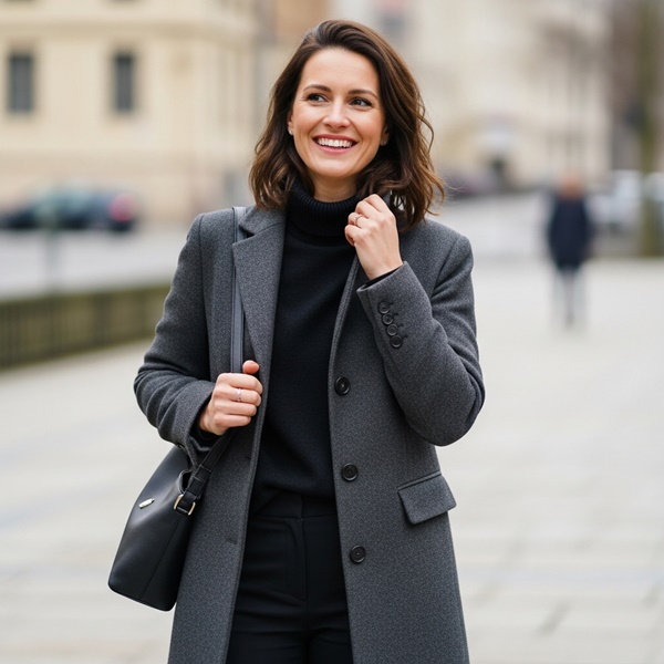 Abrigo de lana en tono neutro ideal para un estilo clásico y elegante