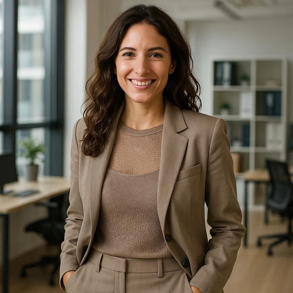 outfit profesional con blusa de mesh, blazer y pantalón de vestir