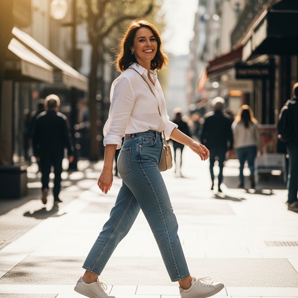 Jeans de tiro alto que definen cintura y alargan piernas