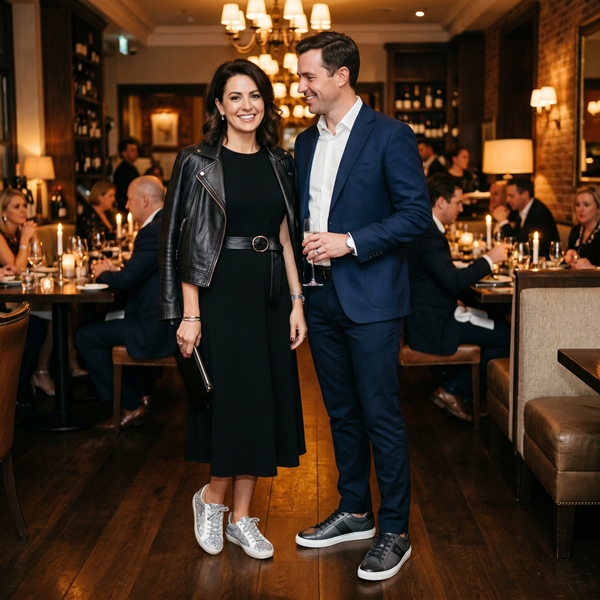 Look elegante para una cena de negocios para mujer y hombre