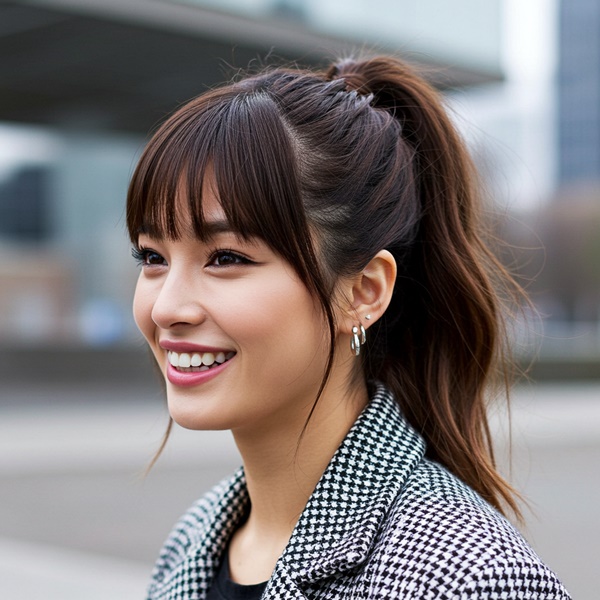 El fleco coreano suaviza los ángulos y equilibra las proporciones