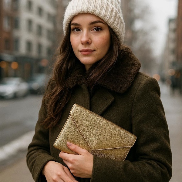 Clutch brillante ideal para looks de invierno