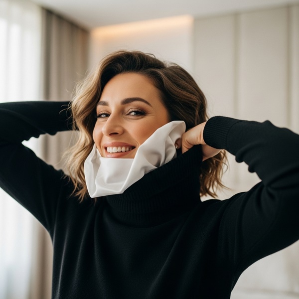 Protector temporal para ponerse un suéter de cuello de tortuga sin manchas