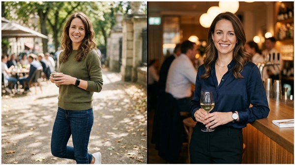 Comparación de smartwatch y reloj clásico en diferentes estilos de outfit