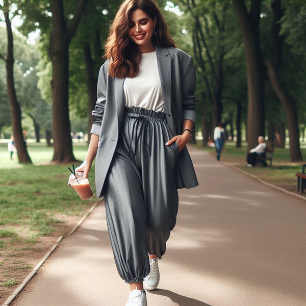 Cómo combinar trajes oversize y pantalones anchos