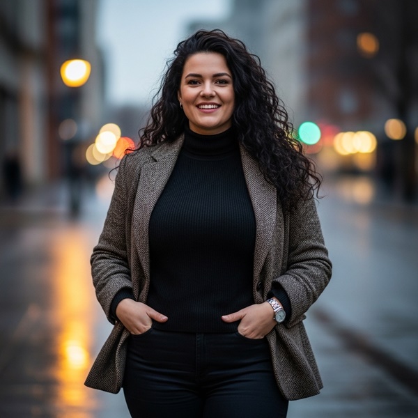 Chaqueta de tweed para look de oficina en invierno