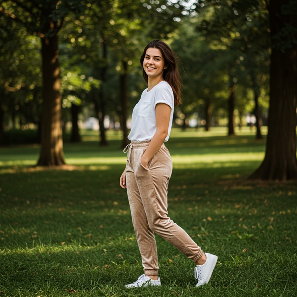 Look deportivo con joggers de terciopelo