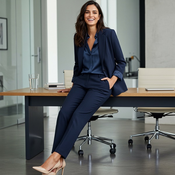 Look monocromático en azul marino 