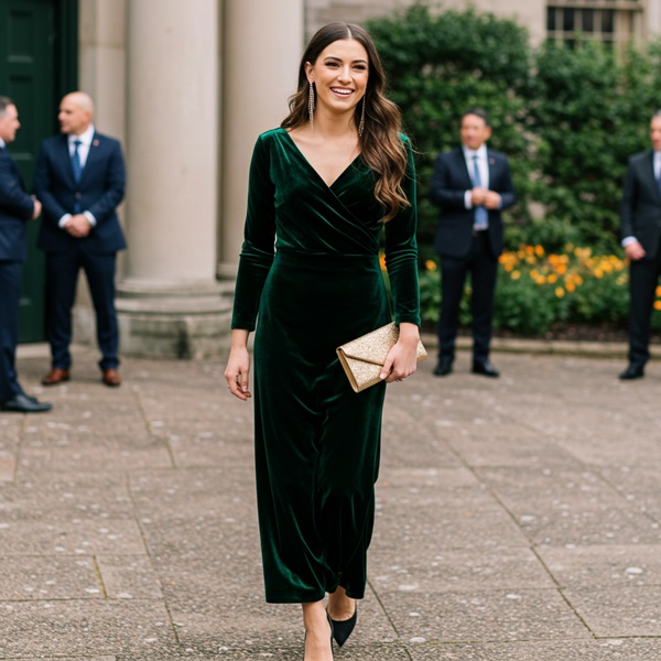 Para una boda, apuesta por un vestido de terciopelo