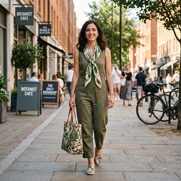 Accesorios con estampados botánicos para complementar looks