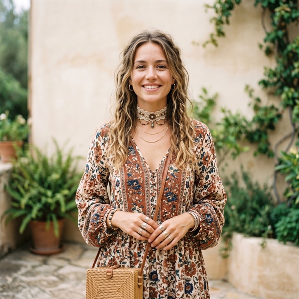 Look bohemio y romántico con choker de encaje