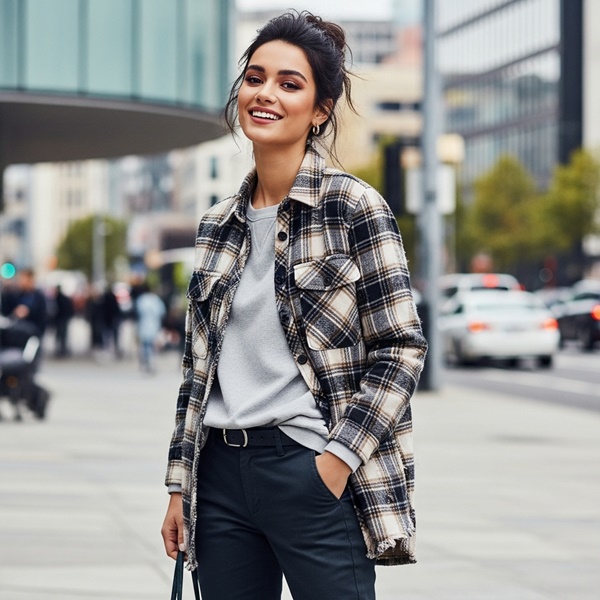 Look casual con sobrecamisa y camiseta básica