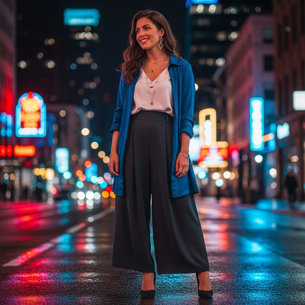 Look elegante y nocturno con sobrecamisa de mujer 