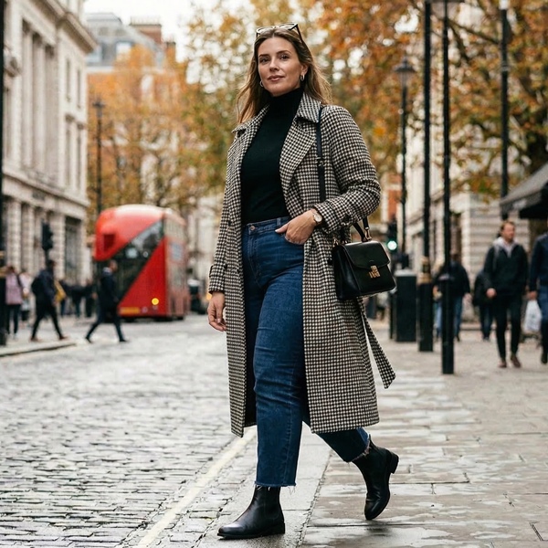 trench coat de pata de gallo look sofisticado de entretiempo