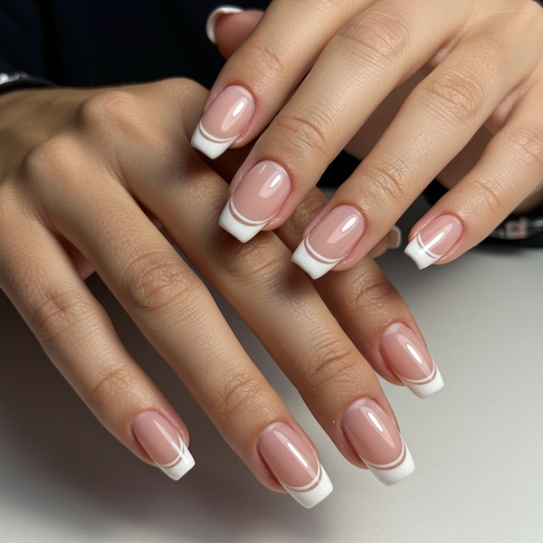 Doble manicure francés en blanco