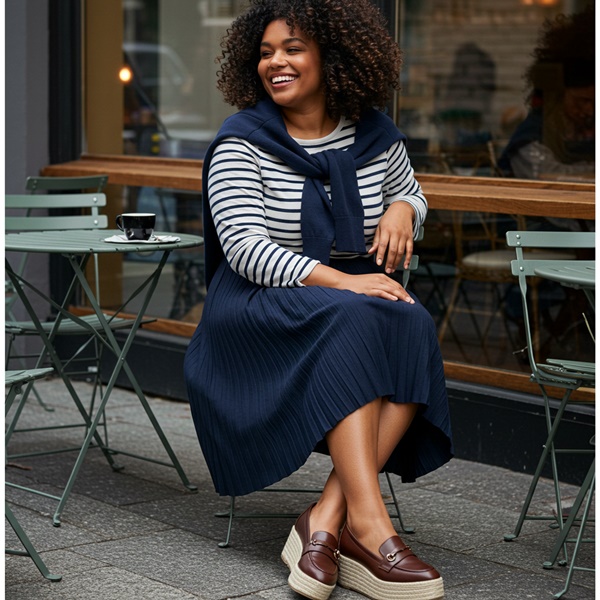 look con mocasines y falda